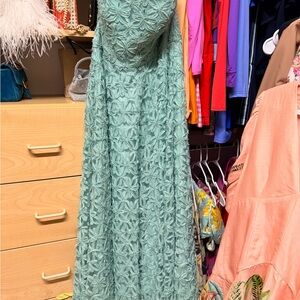 Shoshanna Strapless Textured Green Dress